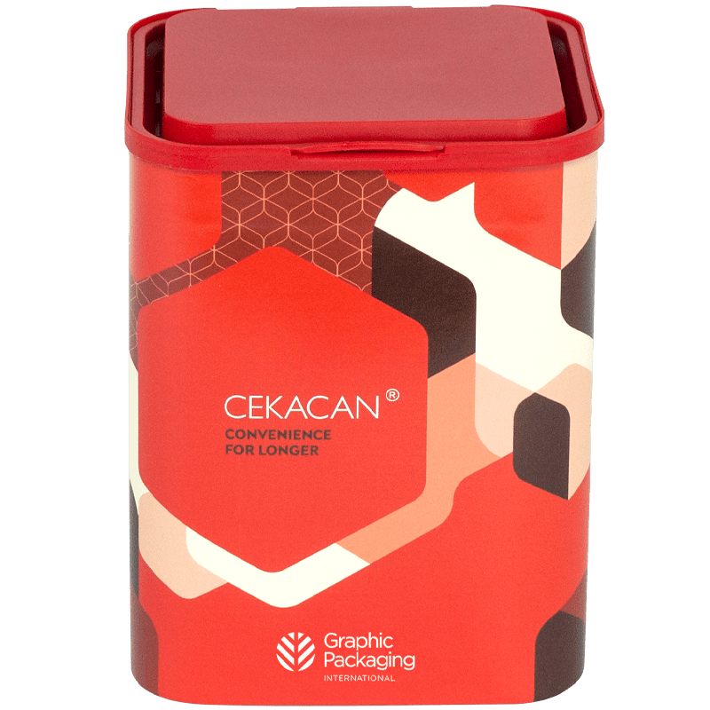 Offering a hinged lid for easy pouring, Cekacan™ is a fiber-based alternative to rigid plastic containers and is ideal for dry goods and powdered applications.