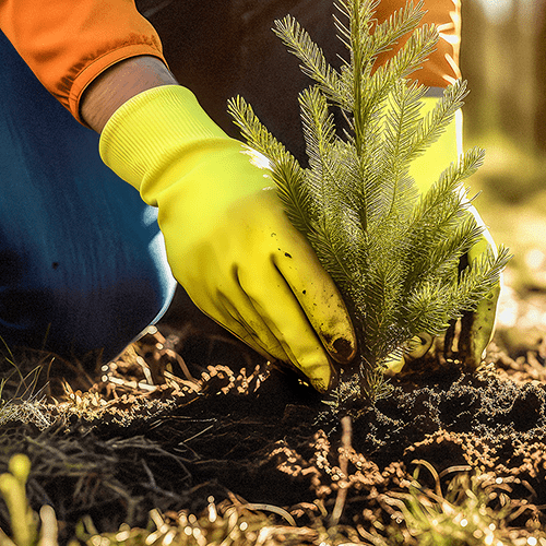 Individual planting a tree