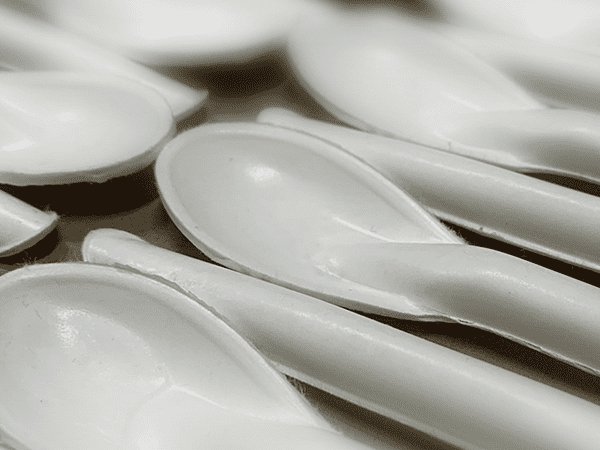 View of dry molded fiber spoons