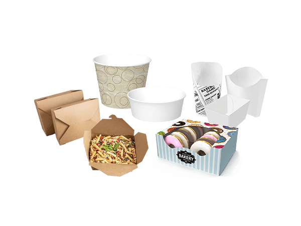 Promote your brand on the go with our portfolio of to-go containers. Choose between paperboard clamshells, trays, plates, buckets, fry packaging, and more.