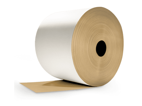 Roll of coated unbleached kraft (CUK) paperboard