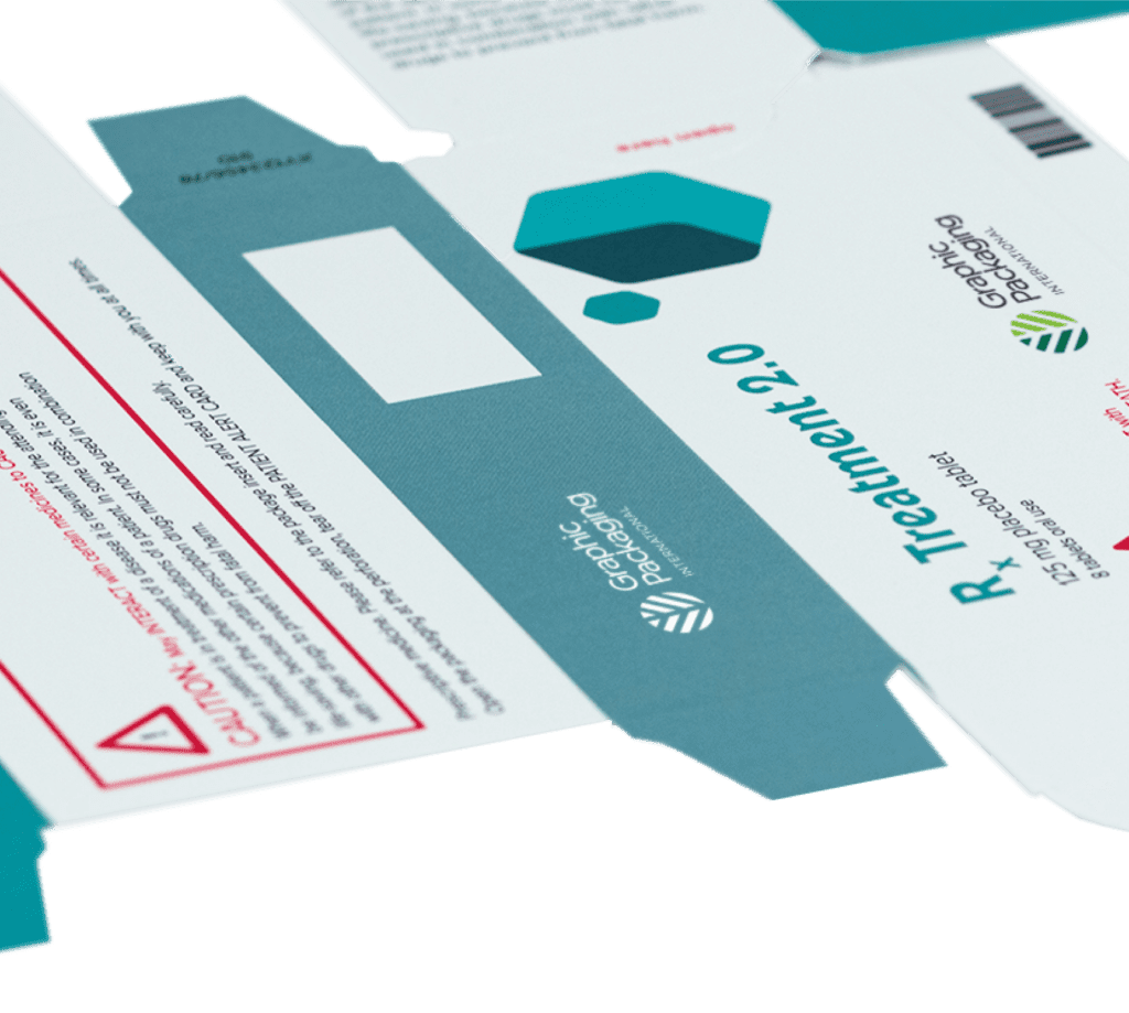 A close up of a flat, integrated leaflet pack