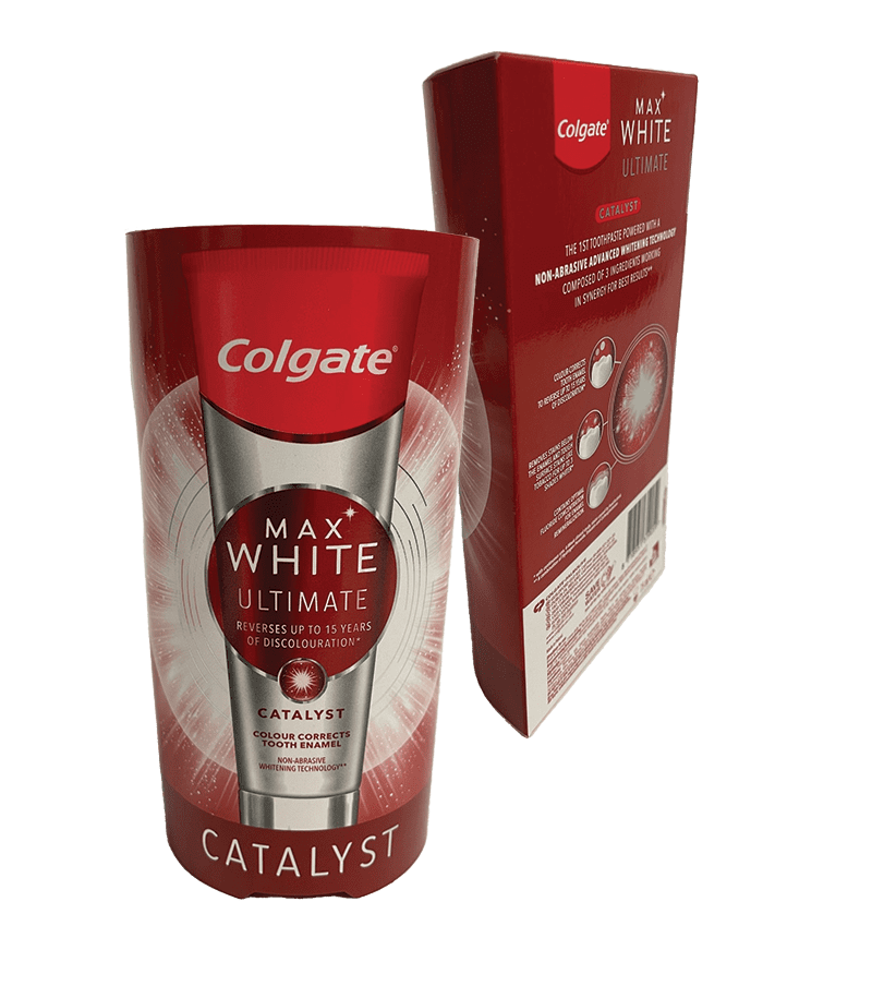 New Colgate Max White Ultimate Toothpaste paper packaging