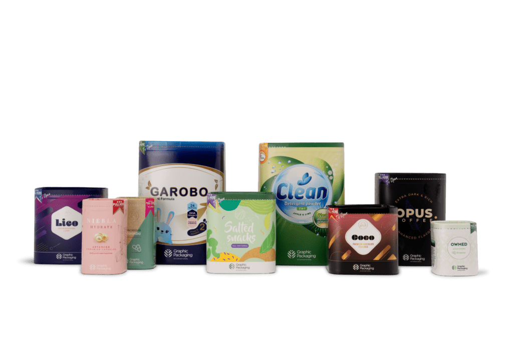 Group of Boardio paperboard canister designs for various applications