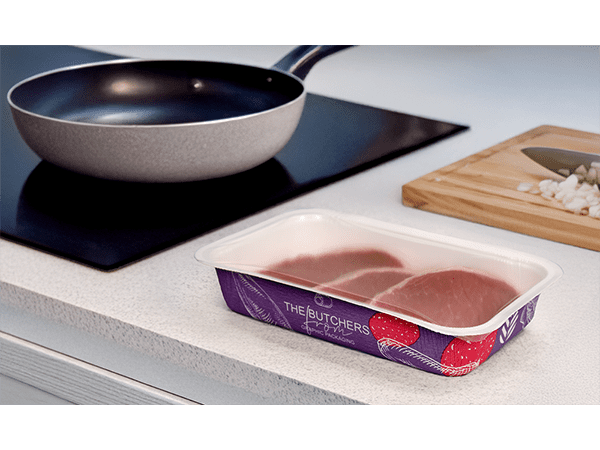 Image shows the PaperSeal Pressed tray on a kitchen counter