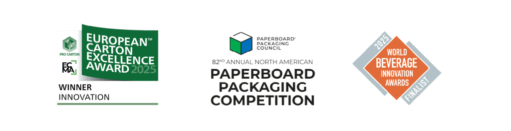 Awards won by the Leffe beer pack: European Carton Excellence Award, PPC award, finalist for the World Beverage Innovation Award