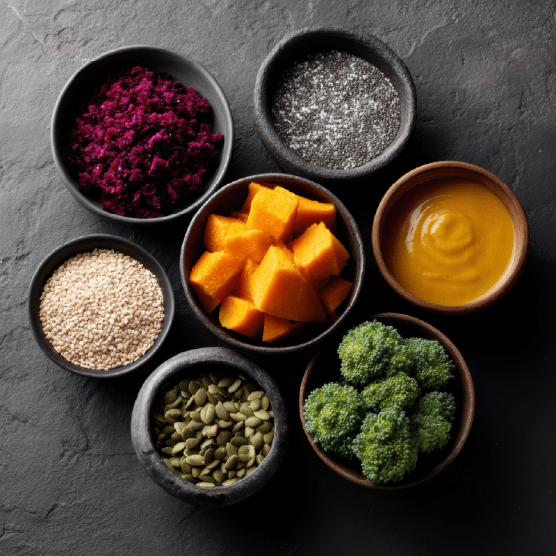 Selection of vegan high fiber food ingredients for healthy cooking