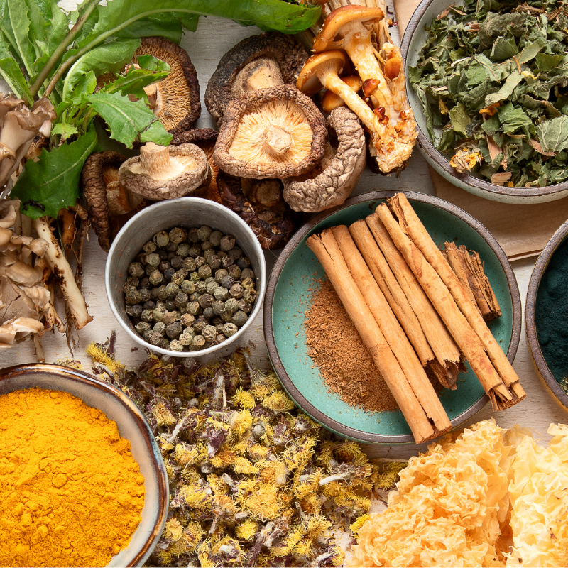 Selection of adaptogenic foods