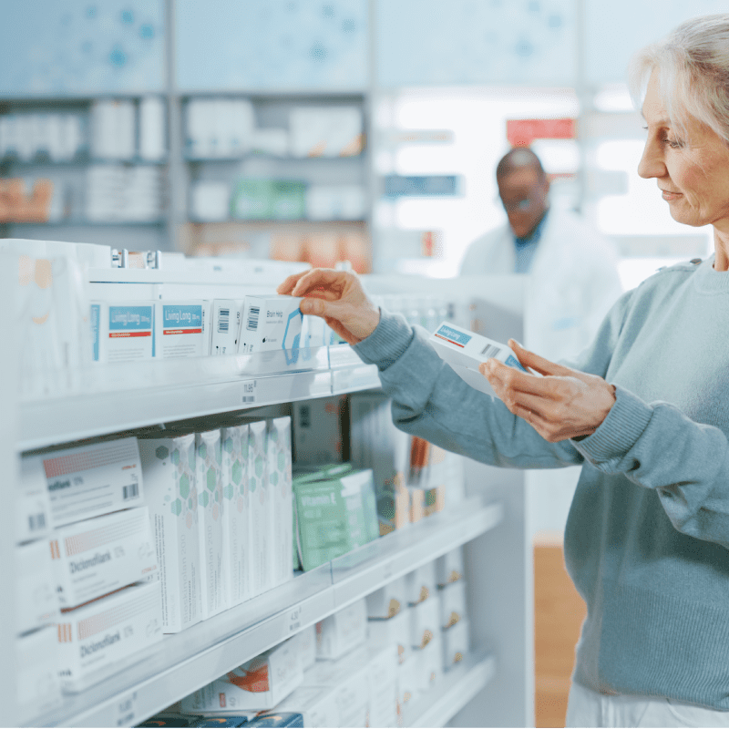 Someone browsing in a pharmacy
