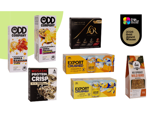 Gold medal winning products in Pride of Print Awards