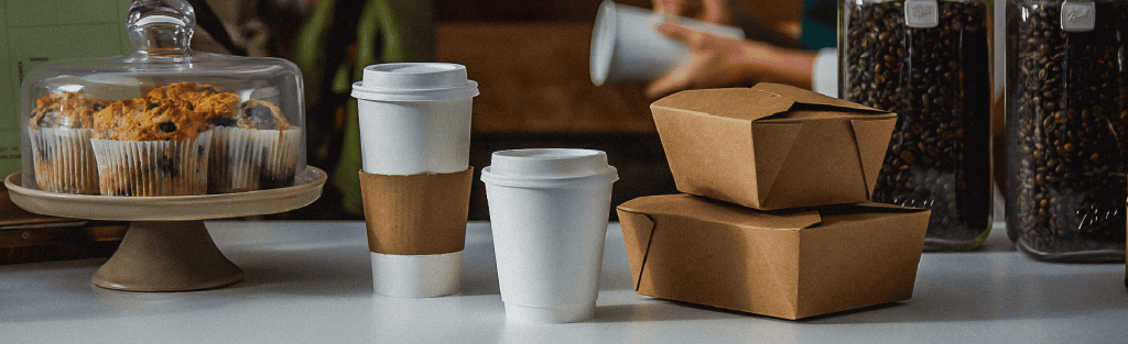 Image shows foodservice packaging items
