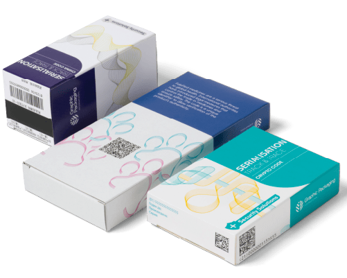 Cartons showing serialization techniques