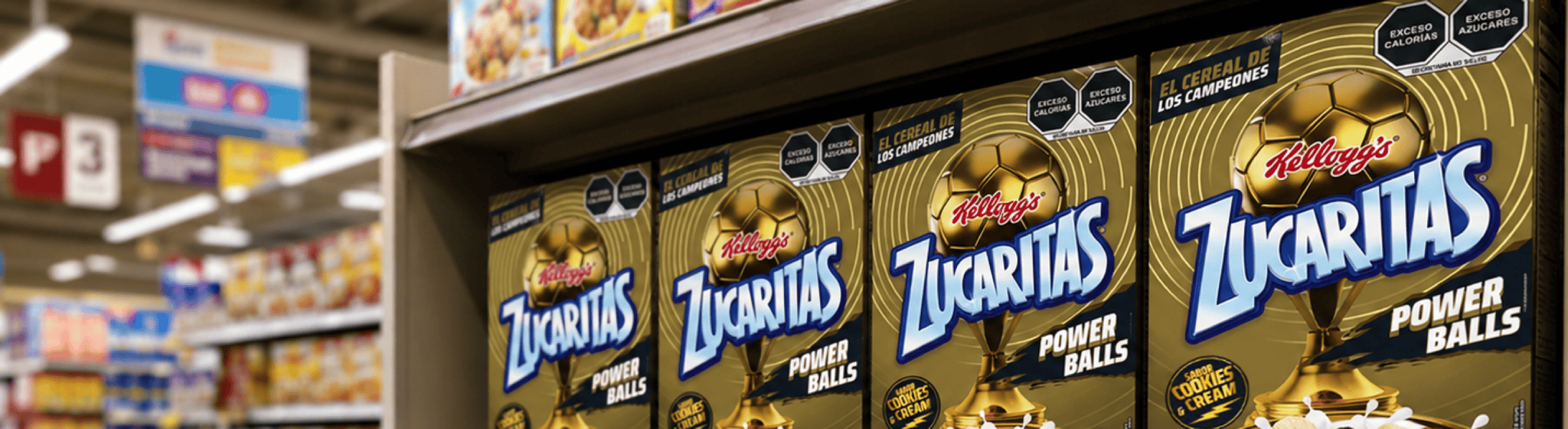 Zucaritas Power Balls cereal on a store shelf